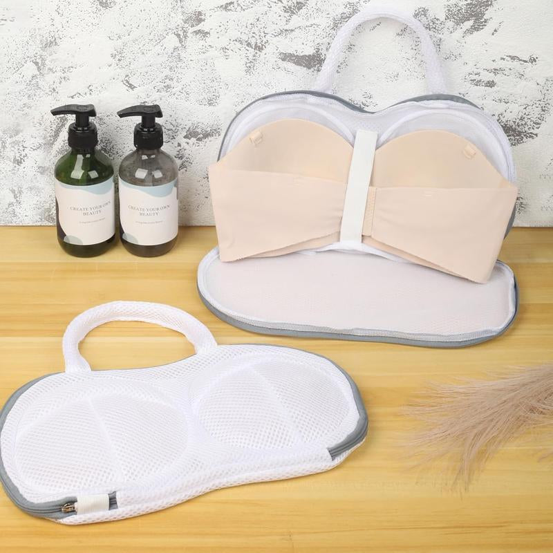 Bra Washing Bag 3Pcs Bra Laundry Bags for Laundry Lingerie Underwear Brassiere Bags with 3D Skeleton Machine，Grey（ D-E Cup Sizes）