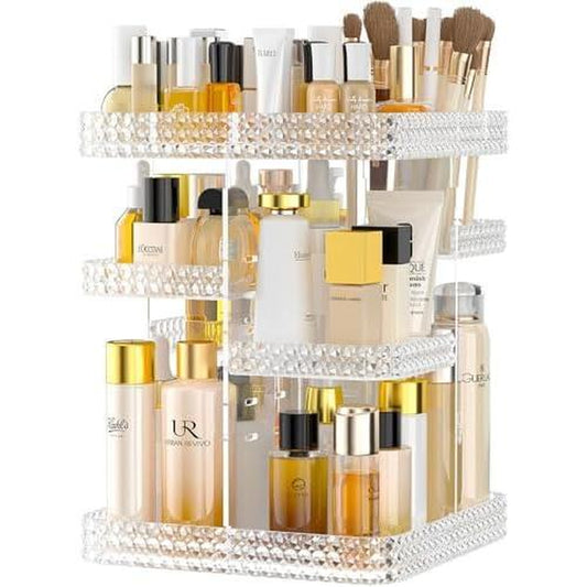 Rotating Makeup Organizer for Vanity, Organizador De Perfumes High-Capacity Make up Storage Care Organizers, Storage Vanity Countertop (Plus Size Clear)