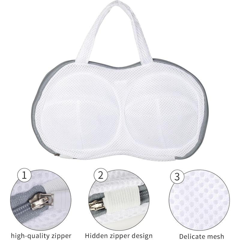 Bra Washing Bag 3Pcs Bra Laundry Bags for Laundry Lingerie Underwear Brassiere Bags with 3D Skeleton Machine，Grey（ D-E Cup Sizes）