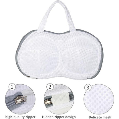 Bra Washing Bag 3Pcs Bra Laundry Bags for Laundry Lingerie Underwear Brassiere Bags with 3D Skeleton Machine，Grey（ D-E Cup Sizes）