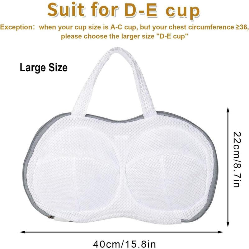 Bra Washing Bag 3Pcs Bra Laundry Bags for Laundry Lingerie Underwear Brassiere Bags with 3D Skeleton Machine，Grey（ D-E Cup Sizes）